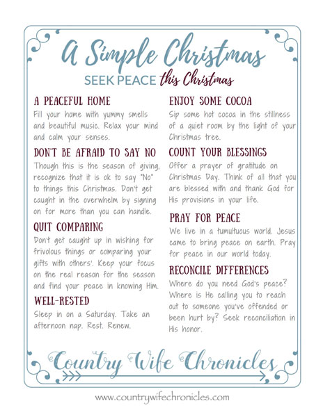 A Simple Christmas Seek Peace PDF Image