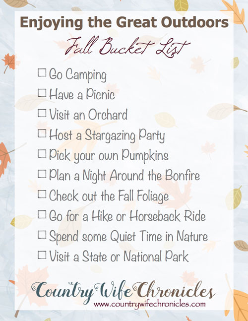Enjoying the Great Outdoors Fall Bucket List Image