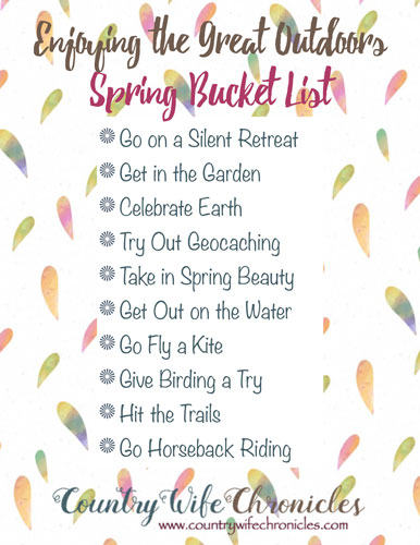 Enjoying the Great Outdoors Spring Bucket List Image