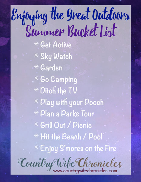 Enjoying the Great Outdoors {Summer Edition} Bucket List PDF Image