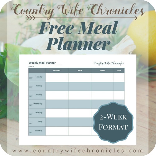 Free Meal Planner Graphic-2 Week Format
